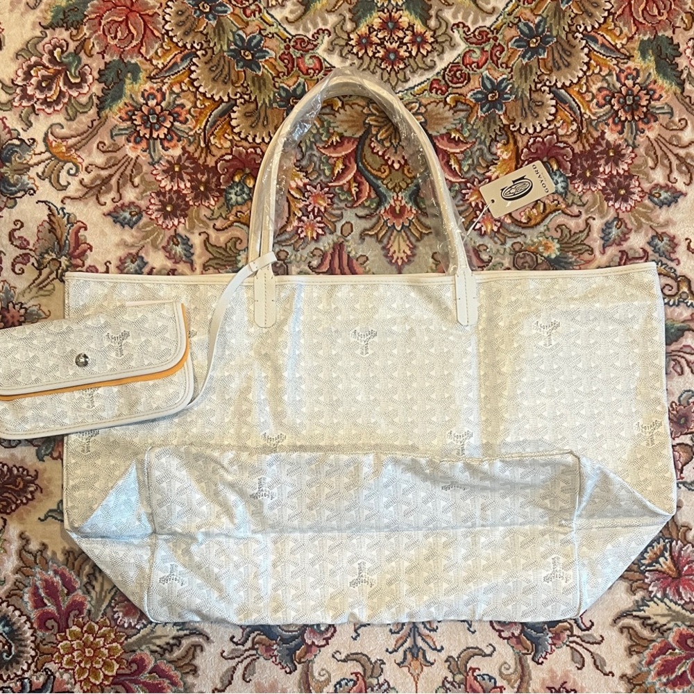 Goyard St Louis GM White Tote Bag